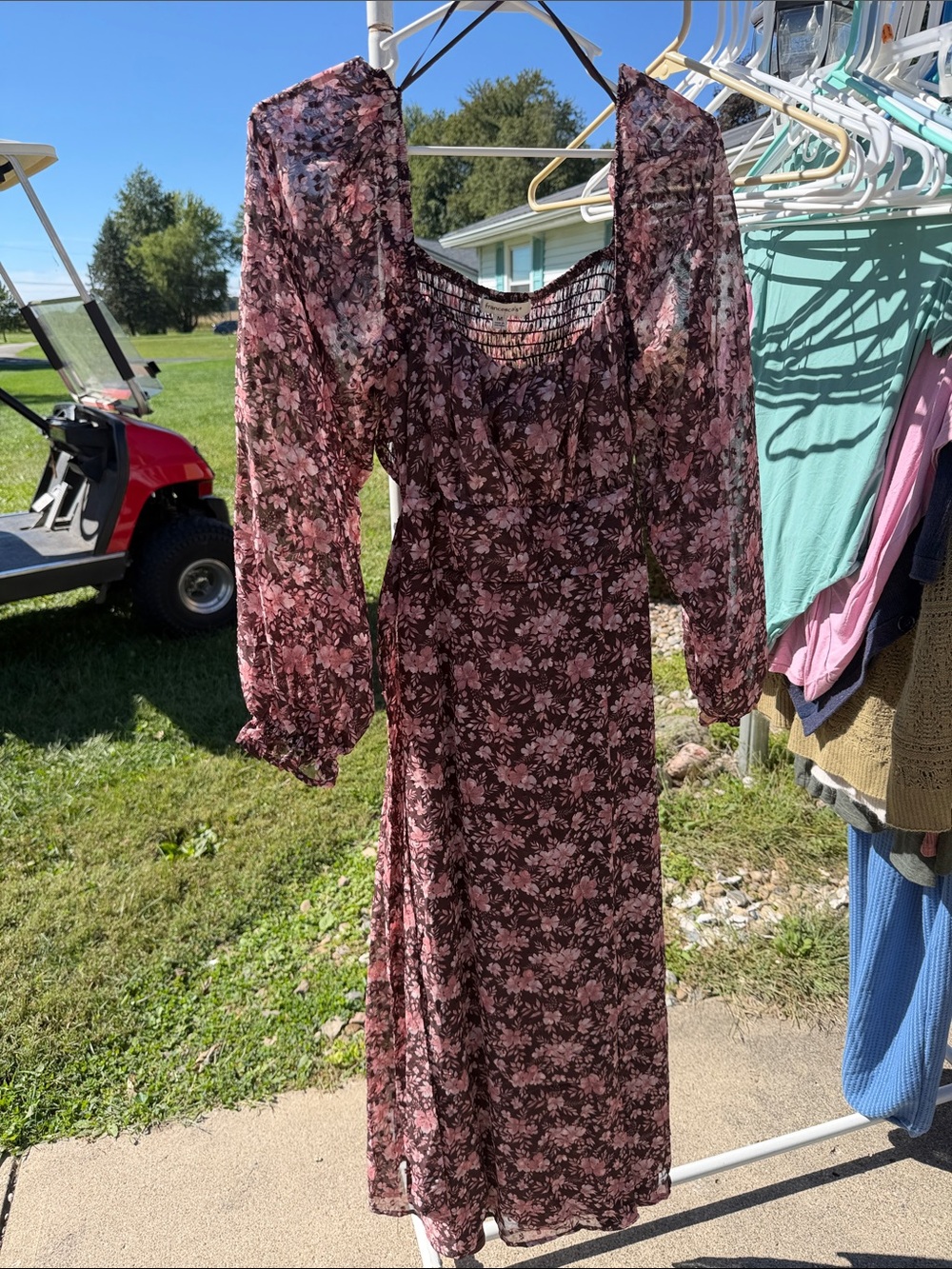 Francesca's Collections Mauve Pink Floral Maxi Dress